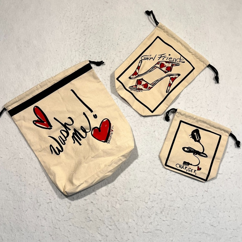 Brighton 3-Piece Cream Canvas Travel Bag Set‎ Girl Friends Charger Wash Me